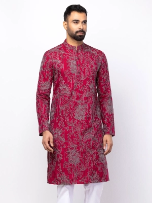 Maroon Arri Embroidered Handloom Viscose-Cotton Slim Fit Panjabi islamicmarketbd.com